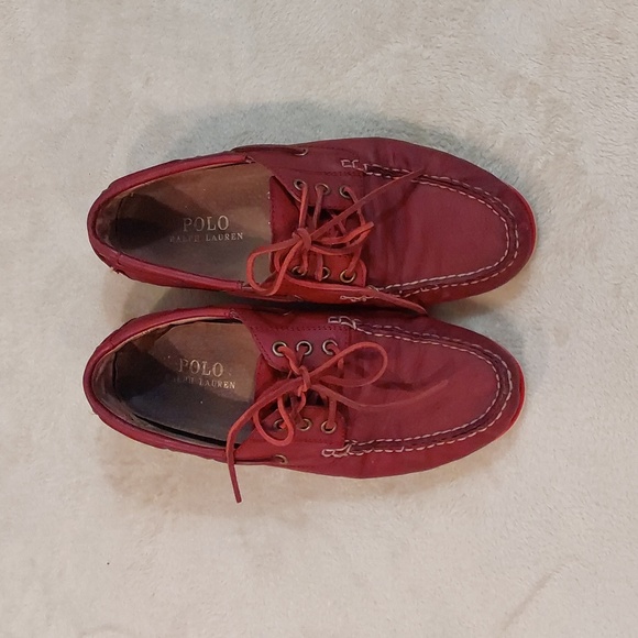 Polo Ralph Lauren Bienne II LU-BTS Mens Red Leather Boat Loafer Shoes Sizs 8.5 D - Picture 3 of 12